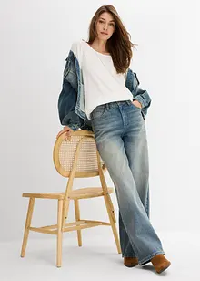 Katoenen shirtblouse met carréhals, halflange mouw, bonprix