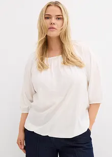 Katoenen shirtblouse met carréhals, halflange mouw, bonprix
