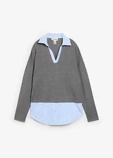 Fijn gebreide trui met blouse-inzet, bonprix