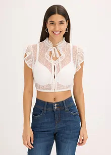 Dirndl blouse van delicate tule met stippenpatroon, bonprix