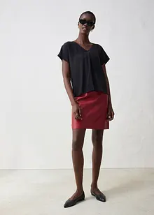 Shirt met zijde en geweven inzetstuk, bonprix