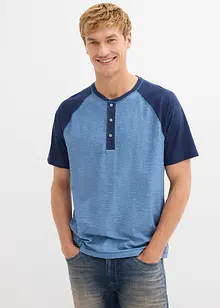 Henley shirt met korte mouwen in gewassen look van puur biologisch katoen, bonprix