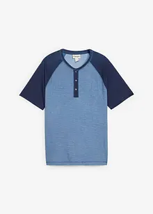 Henley shirt met korte mouwen in gewassen look van puur biologisch katoen, bonprix