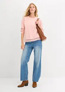 Sweater met kanten rand, bonprix