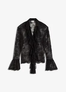 Transparante blouse met kant, bonprix