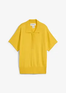 Fijn gebreide trui met zijde en een polokraag, bonprix