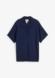 Fijn gebreide trui met zijde en een polokraag, bonprix