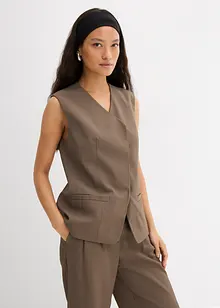Lang mouwloos vest van twill, bonprix
