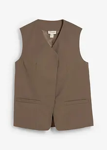 Lang mouwloos vest van twill, bonprix