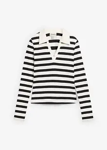 Geribd poloshirt met lange mouwen, bonprix