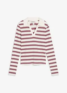 Geribd poloshirt met lange mouwen, bonprix