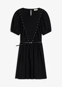 Jurk met ceintuur en studs, bonprix