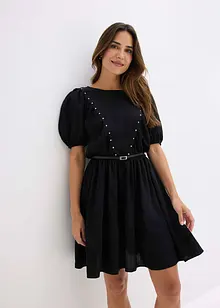 Jurk met ceintuur en studs, bonprix