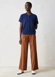 Fijn gebreide trui met zijde en een polokraag, bonprix