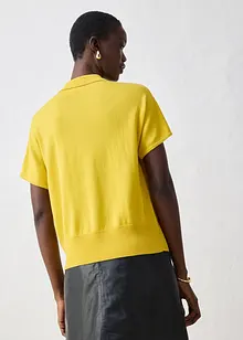 Fijn gebreide trui met zijde en een polokraag, bonprix