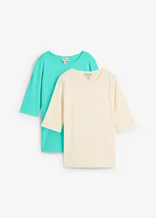 T-shirt van puur katoen (set van 2), bonprix