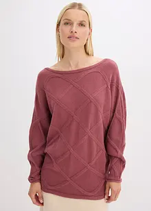 Trui met horizontaal kabelpatroon, bonprix