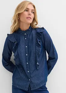 Spijkerblouse met volants, van katoen, bonprix