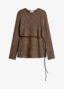 Gebreid shirt met wol en strikbandje van imitatieleer, bonprix