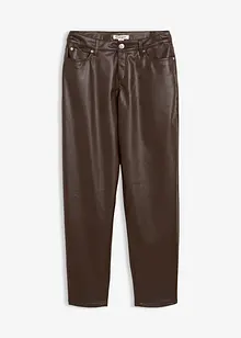 Imitatieleerbroek in barrelvorm, mid waist, bonprix