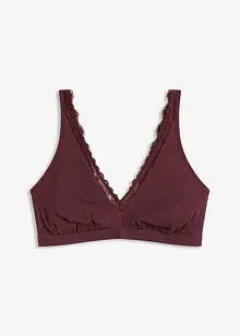 Geribde bralette met biologisch katoen en kant, bonprix