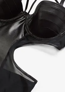 Stringbody ouvert met wetlook, bonprix