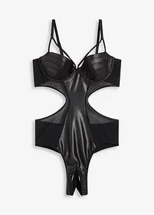 Stringbody ouvert met wetlook, bonprix