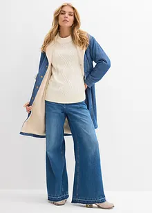 Lange spijkerjas met warme teddy voering voor de winter, bonprix