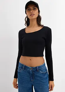 Kort geribd shirt, bonprix