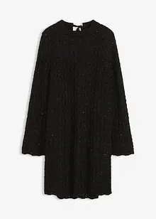 Gebreide minijurk met satijnen strik en pailletten, bonprix