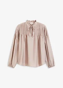 Tuniekblouse van glanzend satijn met biezen, bonprix