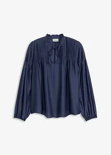 Tuniekblouse van glanzend satijn met biezen, bonprix