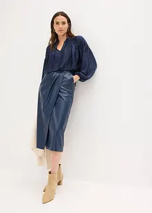 Imitatieleren midirok in wikkellook, bonprix