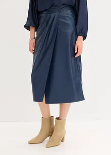 Imitatieleren midirok in wikkellook, bonprix