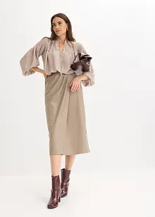 Imitatieleren midirok in wikkellook, bonprix