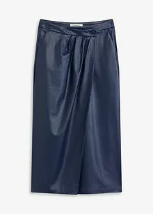 Imitatieleren midirok in wikkellook, bonprix