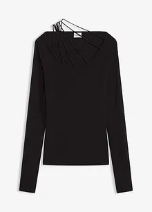 Fijn gebreide trui met diepe halslijn, bonprix