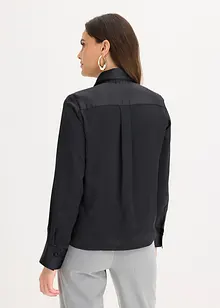 Satijnen blouse met een afneembare strik (2-dlg.), bonprix