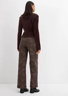 Wide leg twill broek met luipaardprint, bonprix