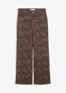 Wide leg twill broek met luipaardprint, bonprix