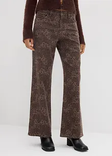 Wide leg twill broek met luipaardprint, bonprix