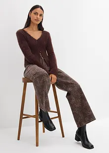 Wide leg twill broek met luipaardprint, bonprix