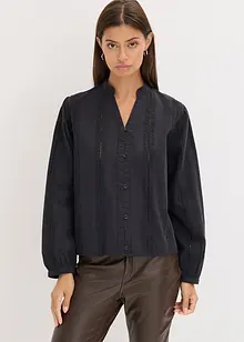 Blouse van katoen met details van kant, bonprix