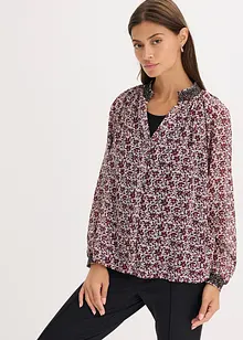 Gedessineerde chiffon blouse met borduursel, bonprix