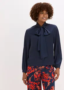 Blouse met strik van soepelvallend satijn, bonprix