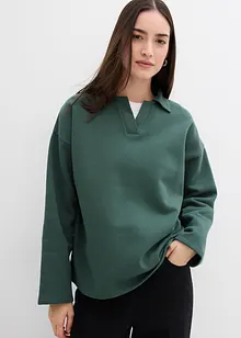 Sweater van biologisch katoen met gebreide polokraag, bonprix