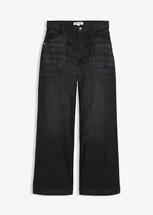 Wide leg jeans mid waist met opgestikte zakken, bonprix