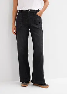 Wide leg jeans mid waist met opgestikte zakken, bonprix