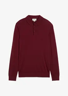 Fijngebreide polo-trui met prachtig merinowol, slim fit, bonprix