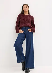 Fluffy trui met opengewerkt patroon, bonprix